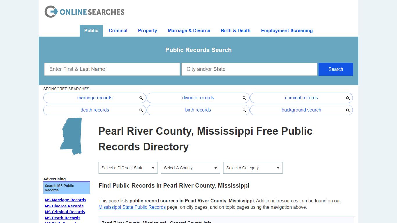 Pearl River County, Mississippi Public Records Directory