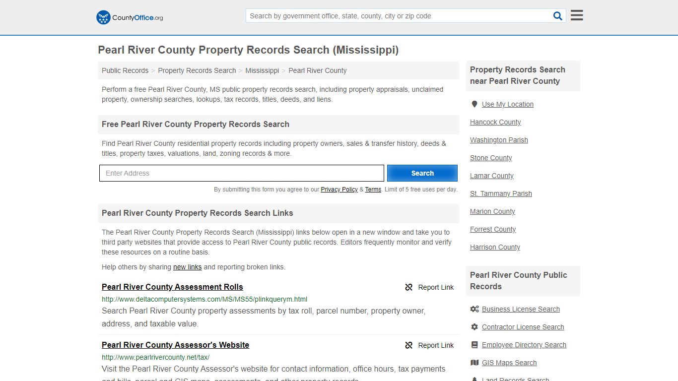 Property Records Search - Pearl River County, MS ...